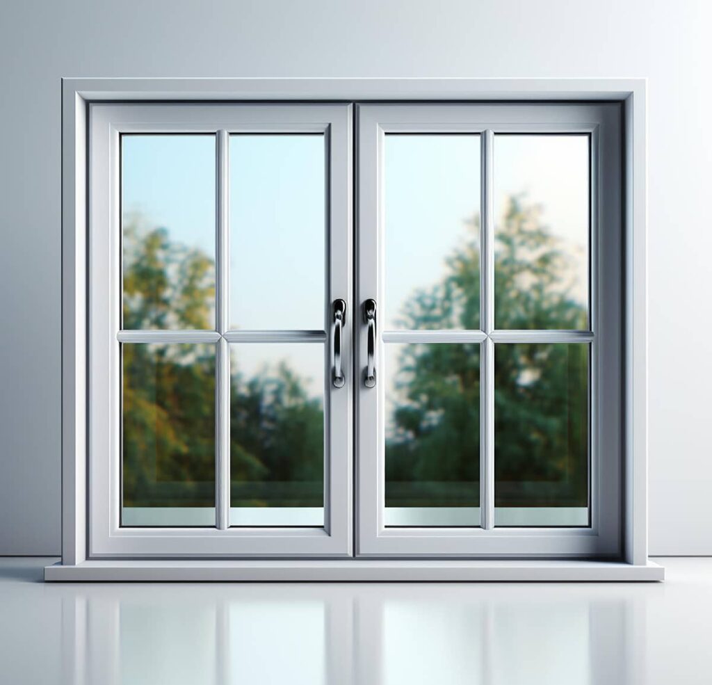 Upvs window with double door closed